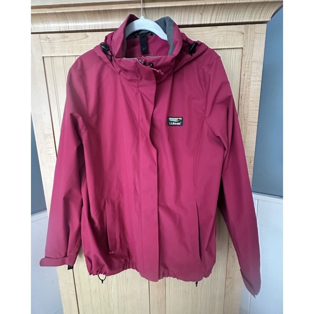 L. L. Bean Women’s Sz L Durable Water-Resistant Full Zip Hooded Burgundy Jacket - Picture 9 of 9